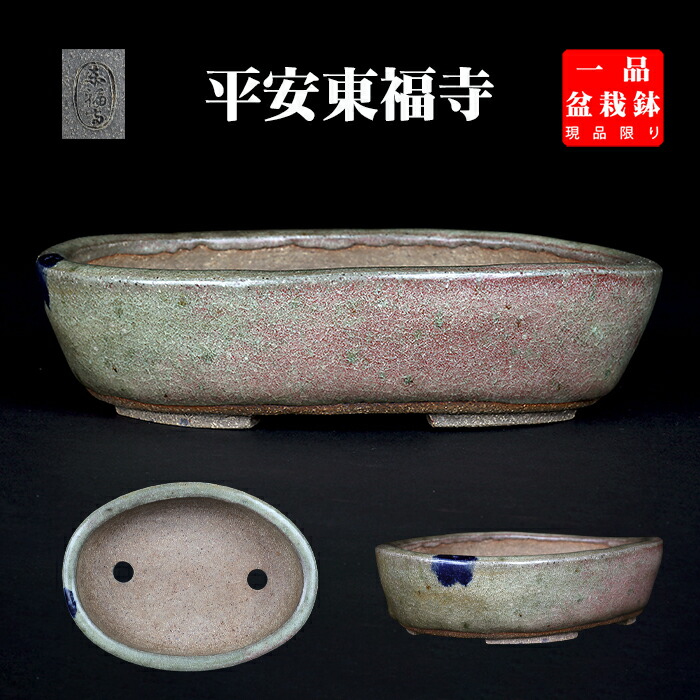 楽天市場】盆栽鉢 「紀伊染付山水図楕円鉢」 植木鉢 絵付鉢 作家