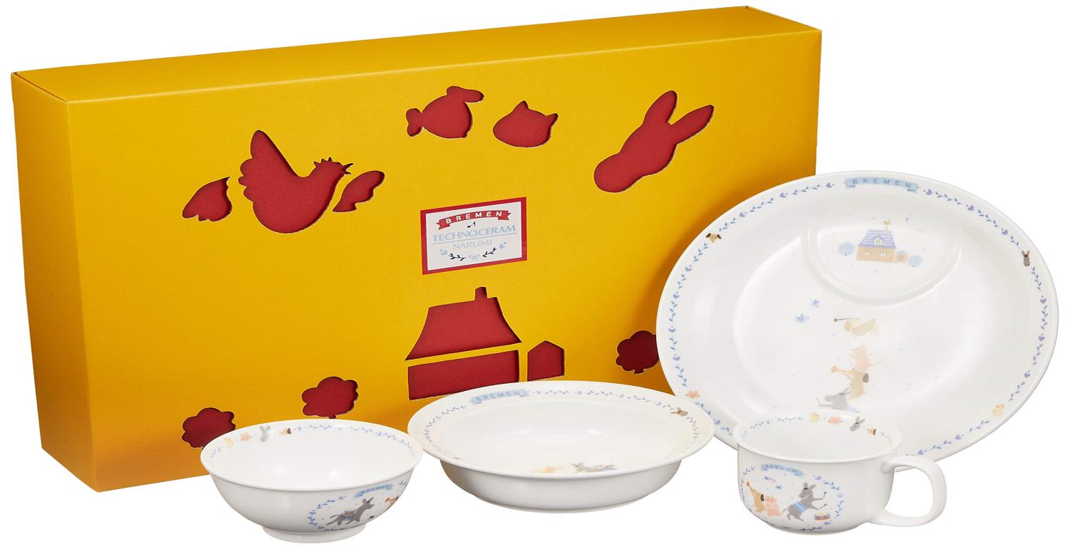 NARUMI(ナルミ) 子供用 食器セット ブレーメン ブルー 4点セット すくいやすい食器 出産祝い お食い初め 離乳食 ギフト オーブン 電子レンジ 食洗機対応 日本製 7980-33139