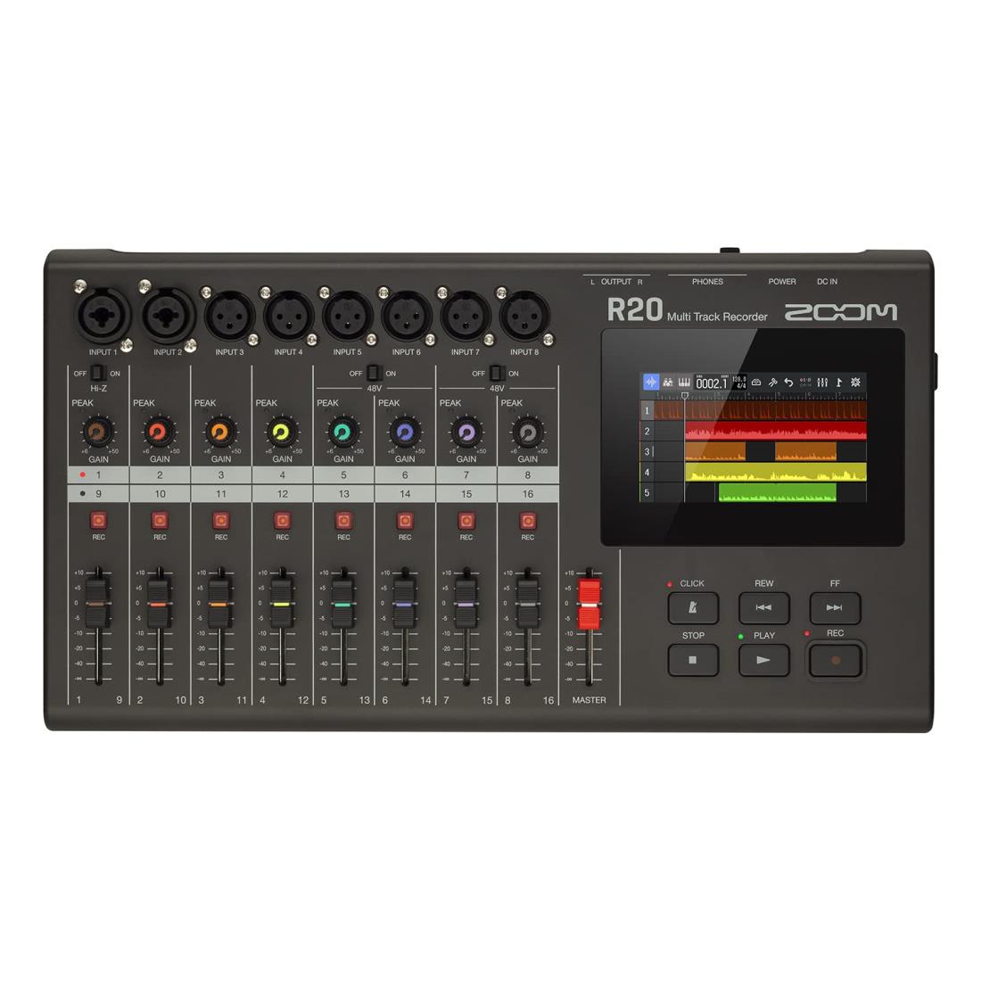 ZOOM ズーム R20 マルチトラックレコーダー 16トラックマルチトラックレコーダー 6系統のXLRマイク入力と2系統のXLR/TRSコンボジャックを装備｜梵たん　店
