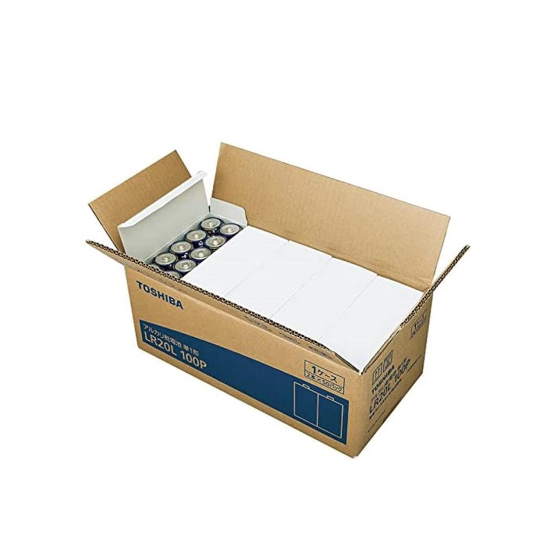 東芝(TOSHIBA)アルカリ乾電池 単1形 100本入 1.5V 使用推奨期限 5年 LR20L 100P