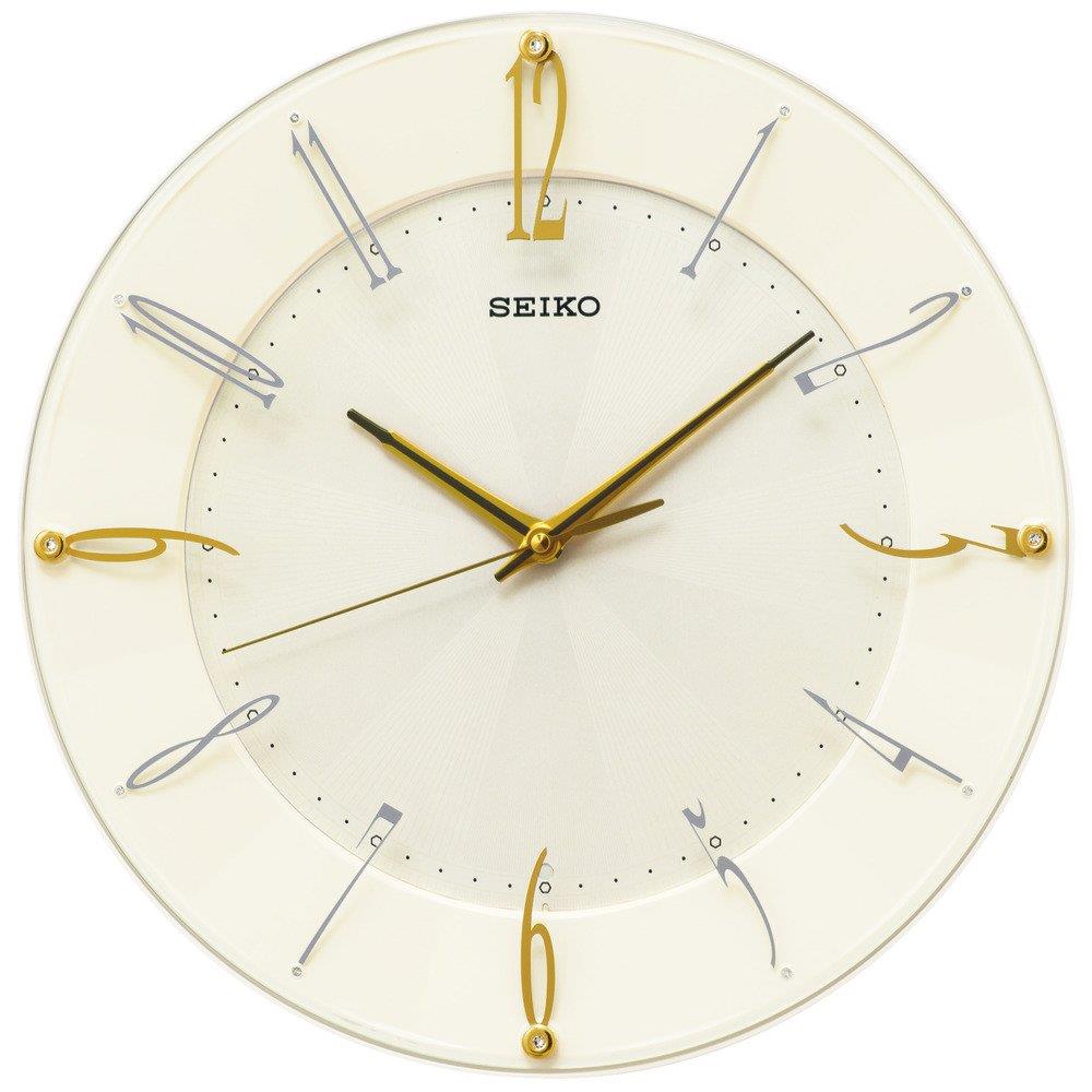 セイコークロック 掛け時計 電波 アナログ クリーム 光沢 KX214C SEIKO 本体サイズ:32.7×32.7×4.6cm