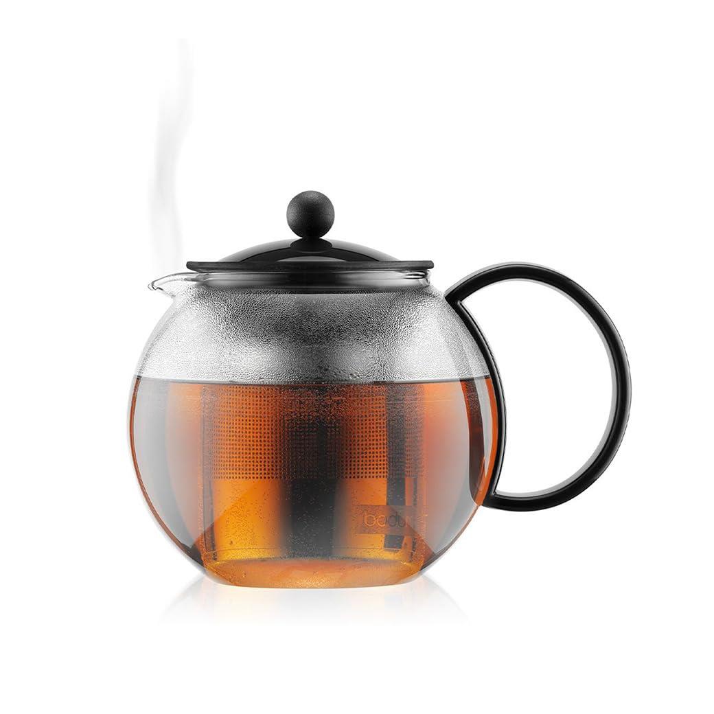 BODUM ボダム ティーポット ティーメーカー ASSAM アッサム ティープレス 1000ml ブラック 紅茶 緑茶 中国茶 ハーブティー フルーツティー ステンレスフィルター ガラスビーカー 過抽出防止 【正規品】 1805-01