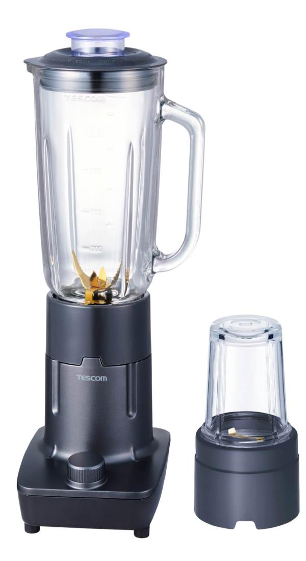テスコム ミキサー ジュースミキサー ミル付き [ウェット&ドライ対応] ガラスボトル 1000ml ダイヤルスイッチ 誤作動防止 洗いやすい コード長1m グレー TMX55A-H