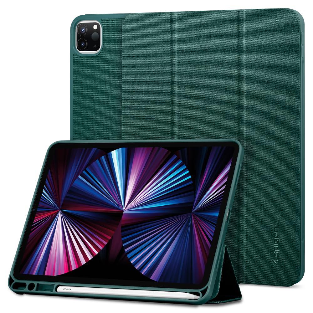Spigen iPad Pro 11インチ ケース (2022 2021 2020 2018)用 第4/3/2/1/世代対応 カバー スタンド Apple Pencil収納 耐衝撃 すり傷防止 ファブリック カバー 衝撃 吸収 アーバンフィット ACS01056 (ミッドナイト・グリーン)