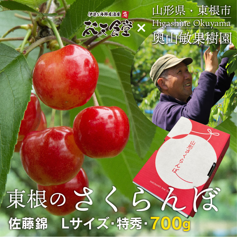 ご予約開始！6月20日頃発送予定　山形県 東根市 の さくらんぼ ！ 佐藤錦  Lサイズ 以上・ 特秀品 ・700g・ 送料無料 ！ご贈答に！　お中元　プレゼント