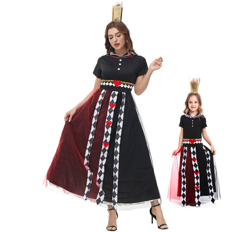【200円クーポン配布中 送料無料】 2025 クリスマス 親子で着る ハロウィン衣装 ハート 女王 大人  子供ハートクイーン 魔女 女性 大人用 コスチューム 衣装 女王様 コスプレ ワンピース コスプレ衣装 可愛いコスプレ 仮装 レディース 悪魔 女王 ハロウィン
