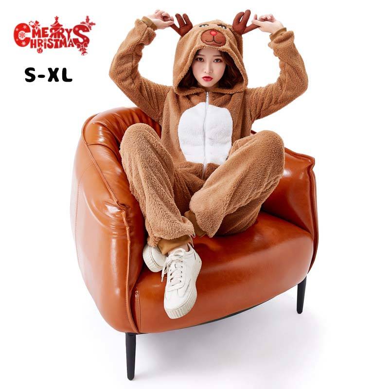 【200円クーポン配布中 送料無料】 2025 クリスマス コスプレ トナカイ コスプレ 衣装 仮装 トナカイ 着ぐるみ フード付き 女性 トナカイコスチューム アニマル 動物 レディース パジャマ 部屋着 大人用 かわいい ギフト プレゼント イベント ステージ衣装 大人用