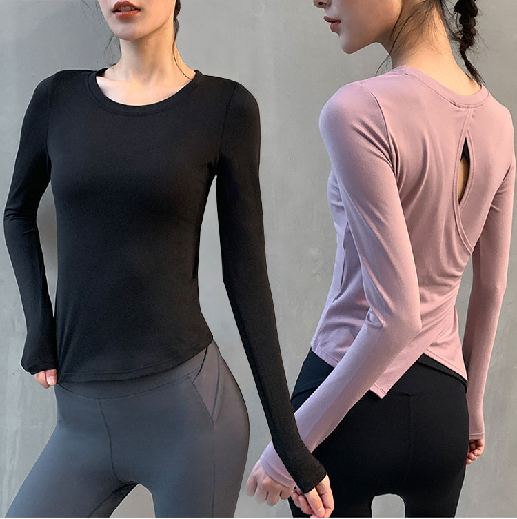 楽天市場】スポーツウェア トップス 長袖 Tシャツ スリット 結べる