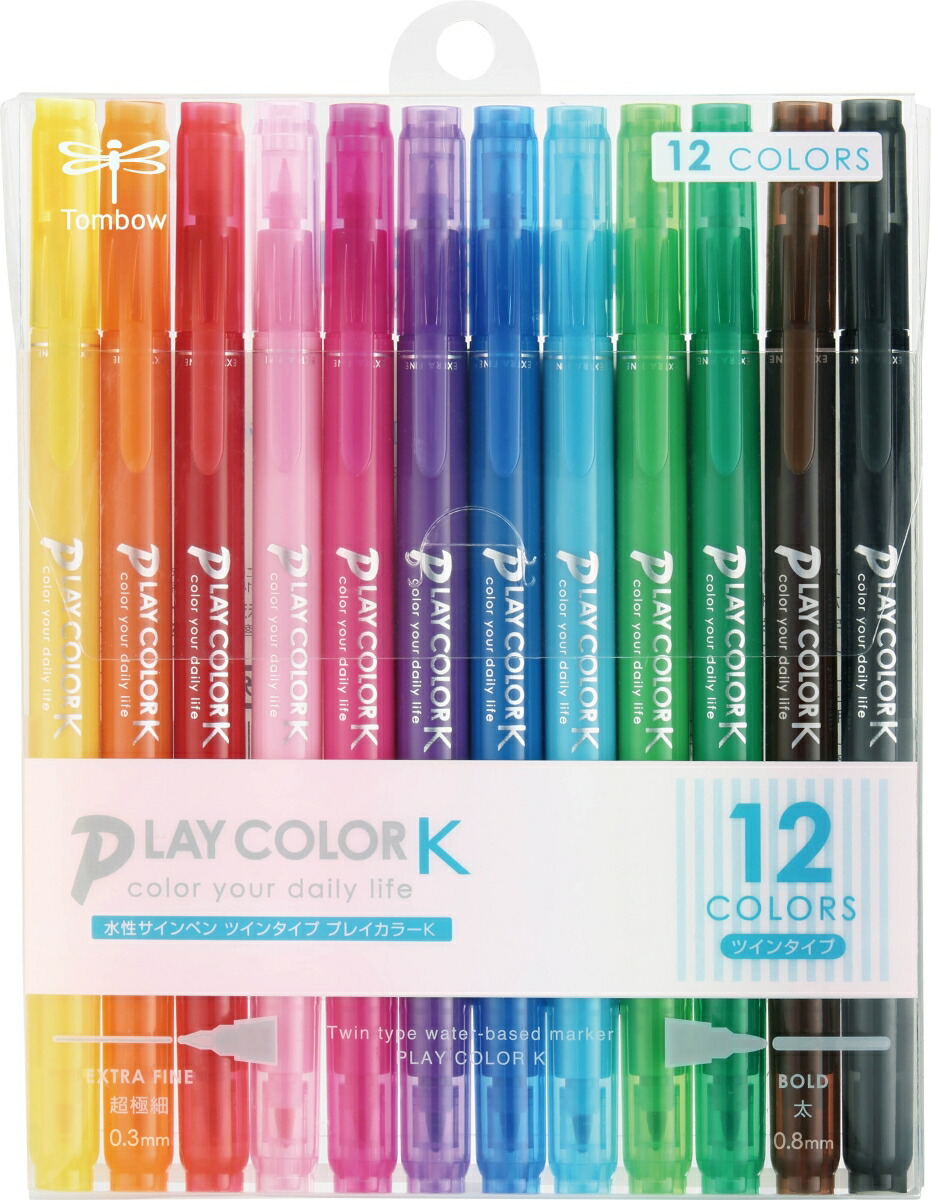 楽天市場】トンボ鉛筆／水性サインペン プレイカラーK 12色セット（GCF