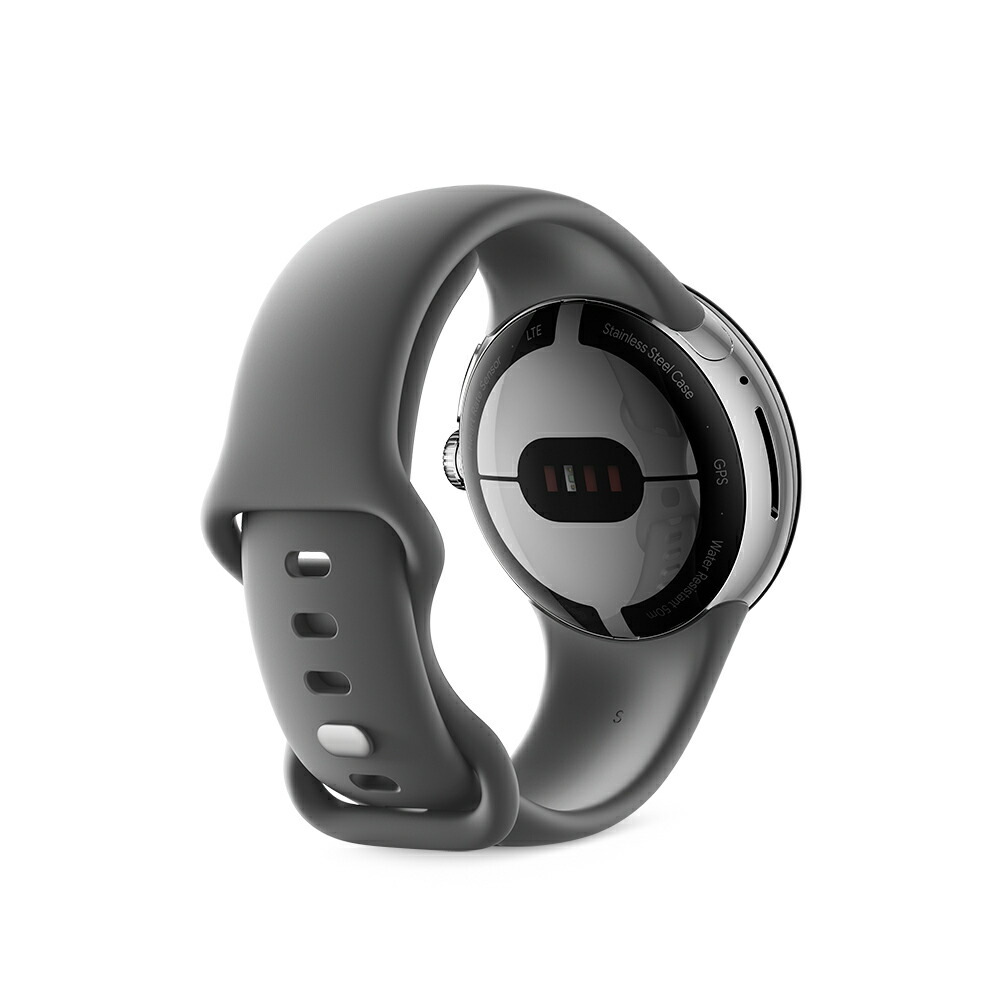 Google Pixel Watch Polished Silver ステンレス ケース / Charcoal アクティブ バンド（Wifi）