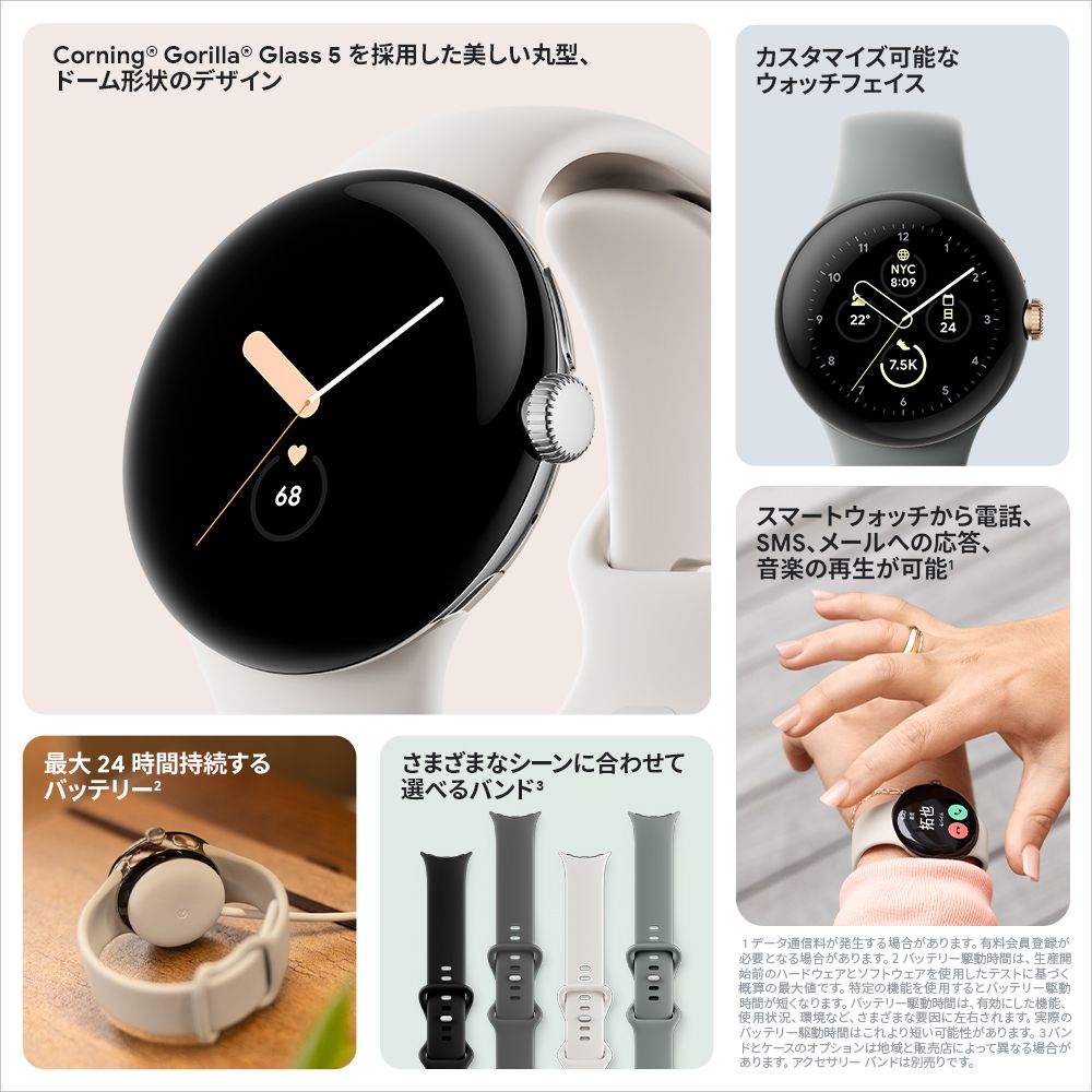 Google Pixel Watch Polished Silver ステンレス ケース / Charcoal