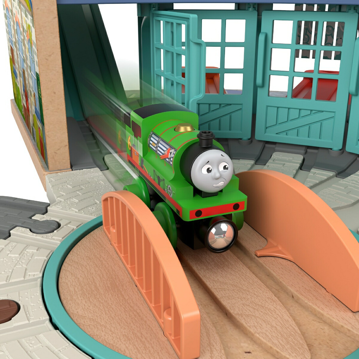 きかんしゃトーマス木製レールシリーズ(Thomas)パーシーとティドマス機関庫【車両電車】【3才~】HBJ81