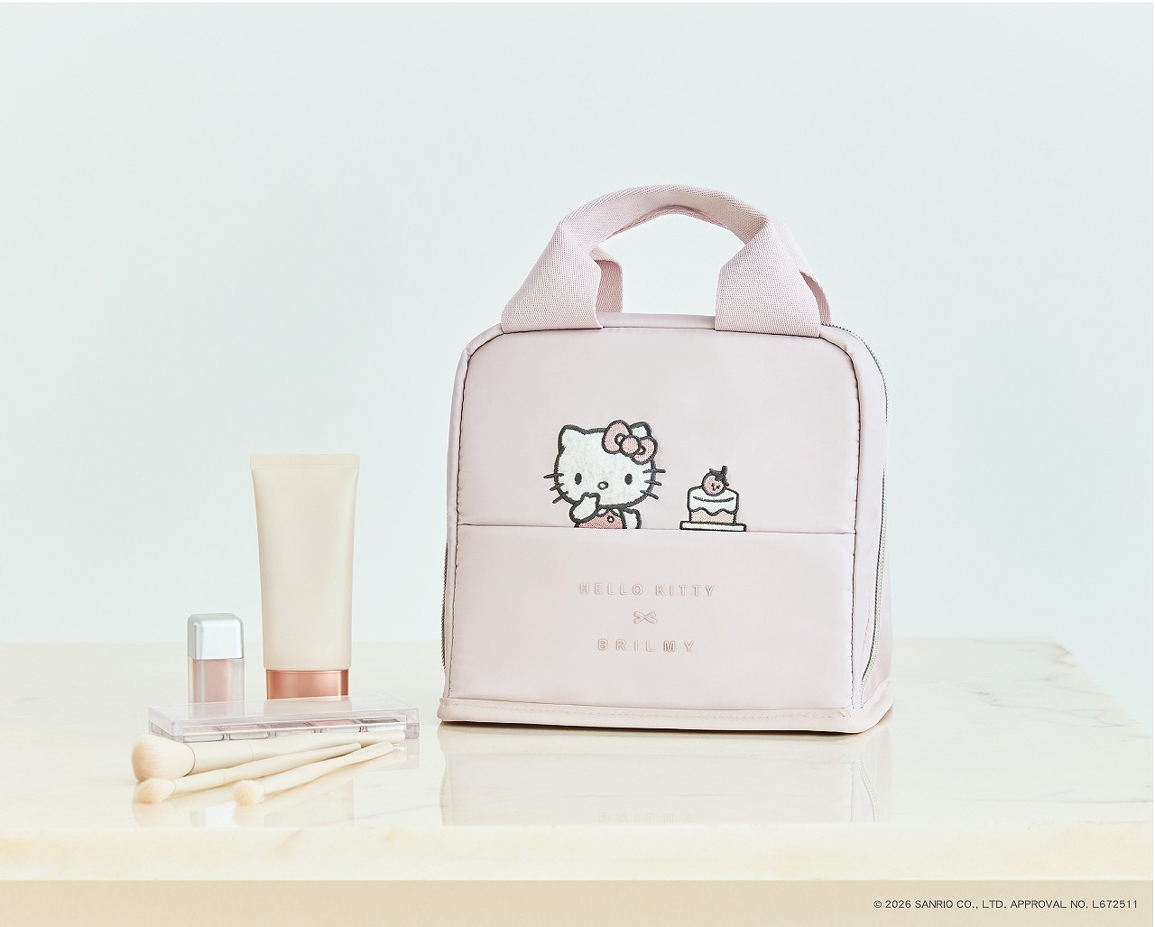 HELLOKITTY×BRILMY中身が見えて時短がかなうズボラに優しいスタンドポーチBOOKPALEPINKver.
