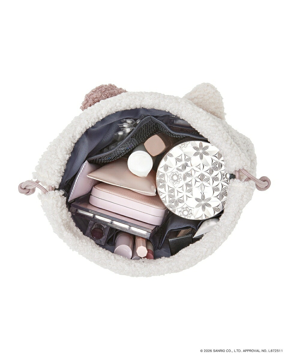 HELLOKITTY×BRILMYズボラさんでも整理がかなう巾着コスメポーチBOOKPALEPINKver.