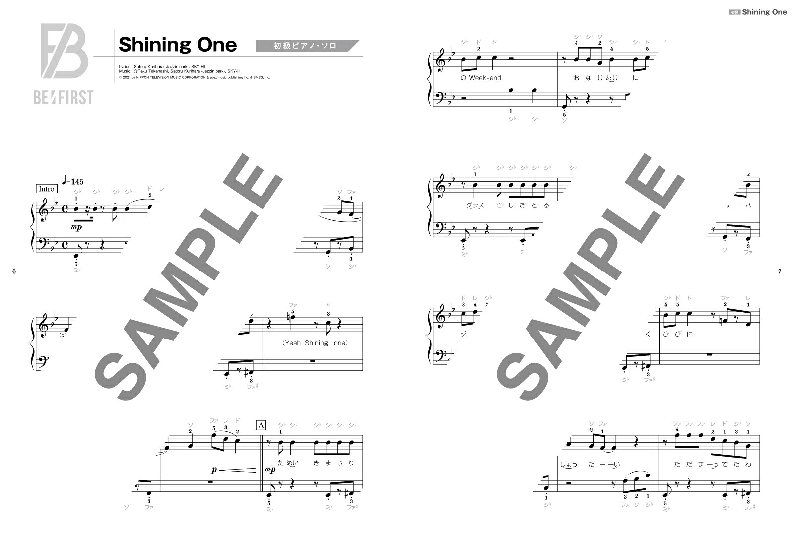 BE：FIRST／ShiningOne／Gifted．（ピアノ・ソロ）[クラフトーン（音楽）]