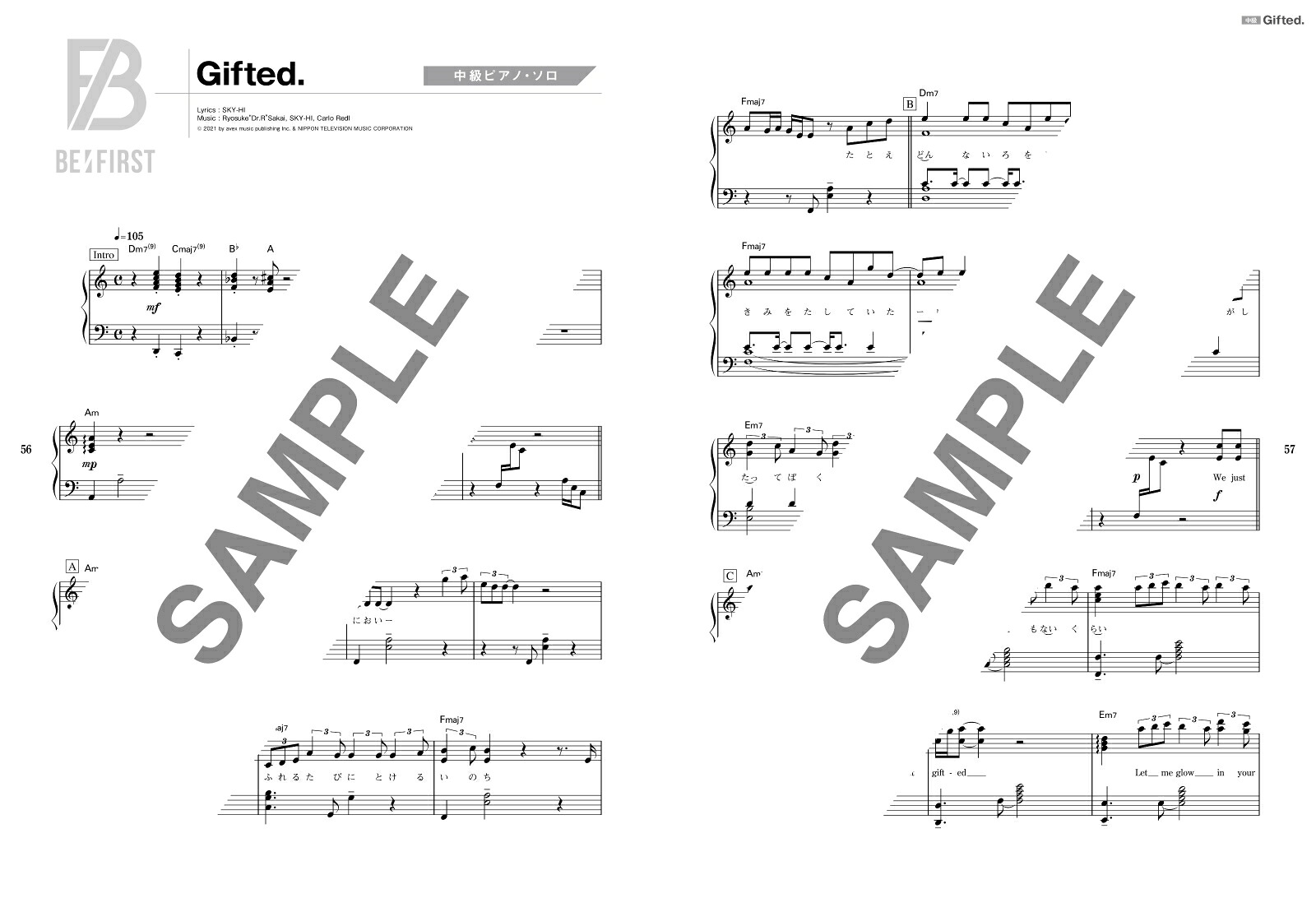 BE：FIRST／ShiningOne／Gifted．（ピアノ・ソロ）[クラフトーン（音楽）]