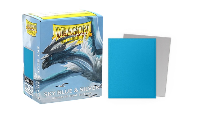 AT-15074 ドラゴンシールド マット スタンダードサイズ デュアルマット スカイブルー＆シルバー（100枚入り）画像