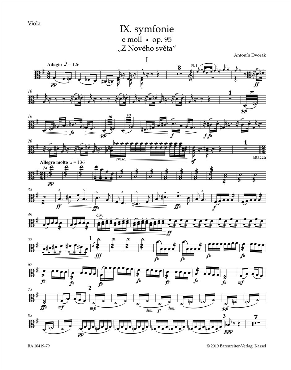 【輸入楽譜】ドヴォルザーク, Antonin: 交響曲 第9番 ホ短調 Op.95 「新世界より」/原典版/デル・マー編: ビオラ
