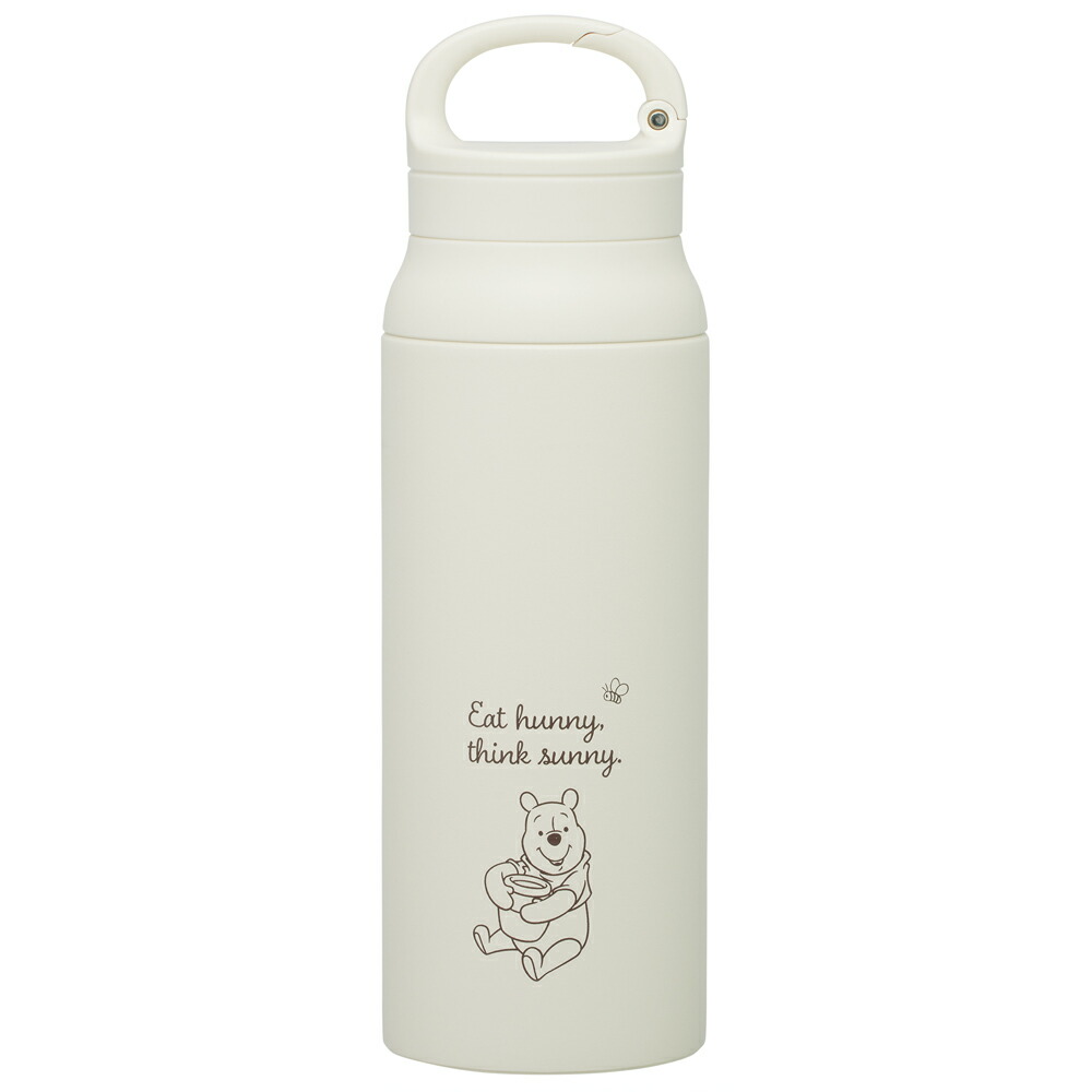 ディズニー くまのプーさん シンプルロゴ　水筒 600ml カラビナハンドル キャラクター 真空ステンレスボトル 保温 保冷画像