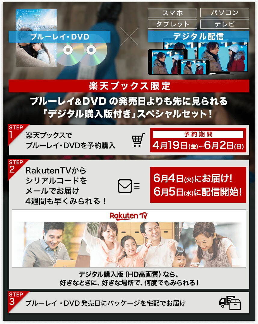 楽天ブックス 楽天ブックス限定 雪の華 Dvd プレミアム エディション 2枚組 初回仕様 デジタル配信 購入版 Hd高画質 オリジナル チケットホルダー カレンダー付き 橋本光二郎 登坂広臣 Dvd