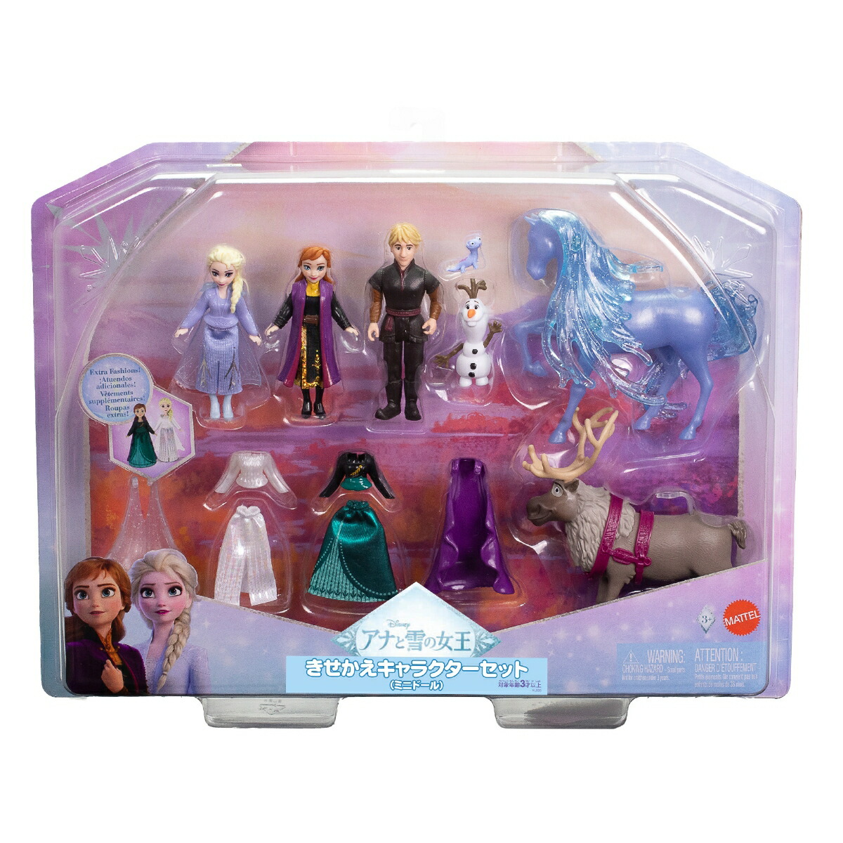 マテルアナと雪の女王（DisneyFrozen）きせかえ＆キャラクターセット（ミニドール）きせかえ人形・ハウスままごと・ごっこ遊びプレイセットミニドール3体、オラフ1体付3歳からマルチHLX05