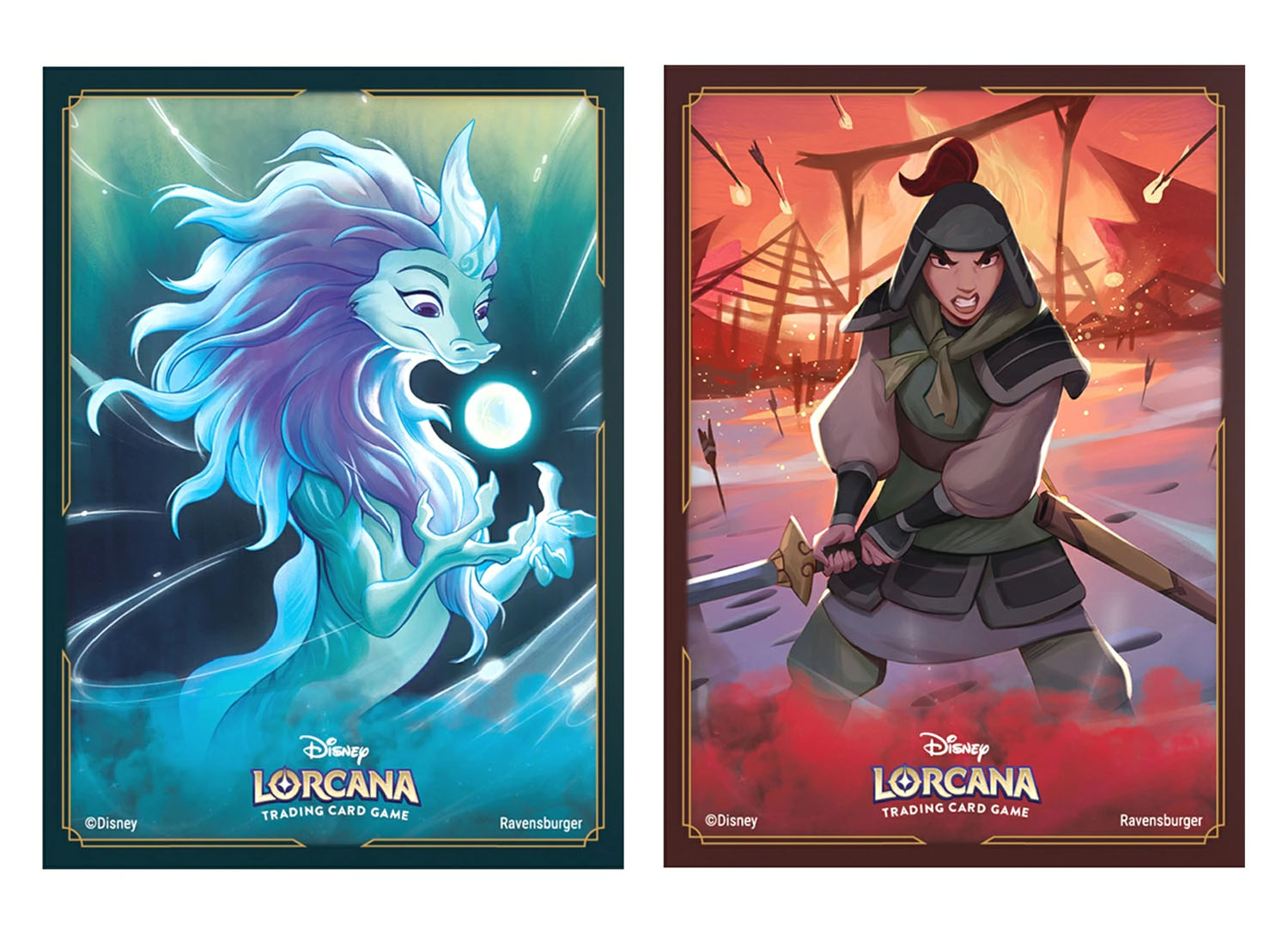 【セット商品】ディズニー・ロルカナ・TCG　日本語版　公式カードスリーブ「シスー 神聖なる水の竜」＋「ムーラン 訓練中の兵士」画像