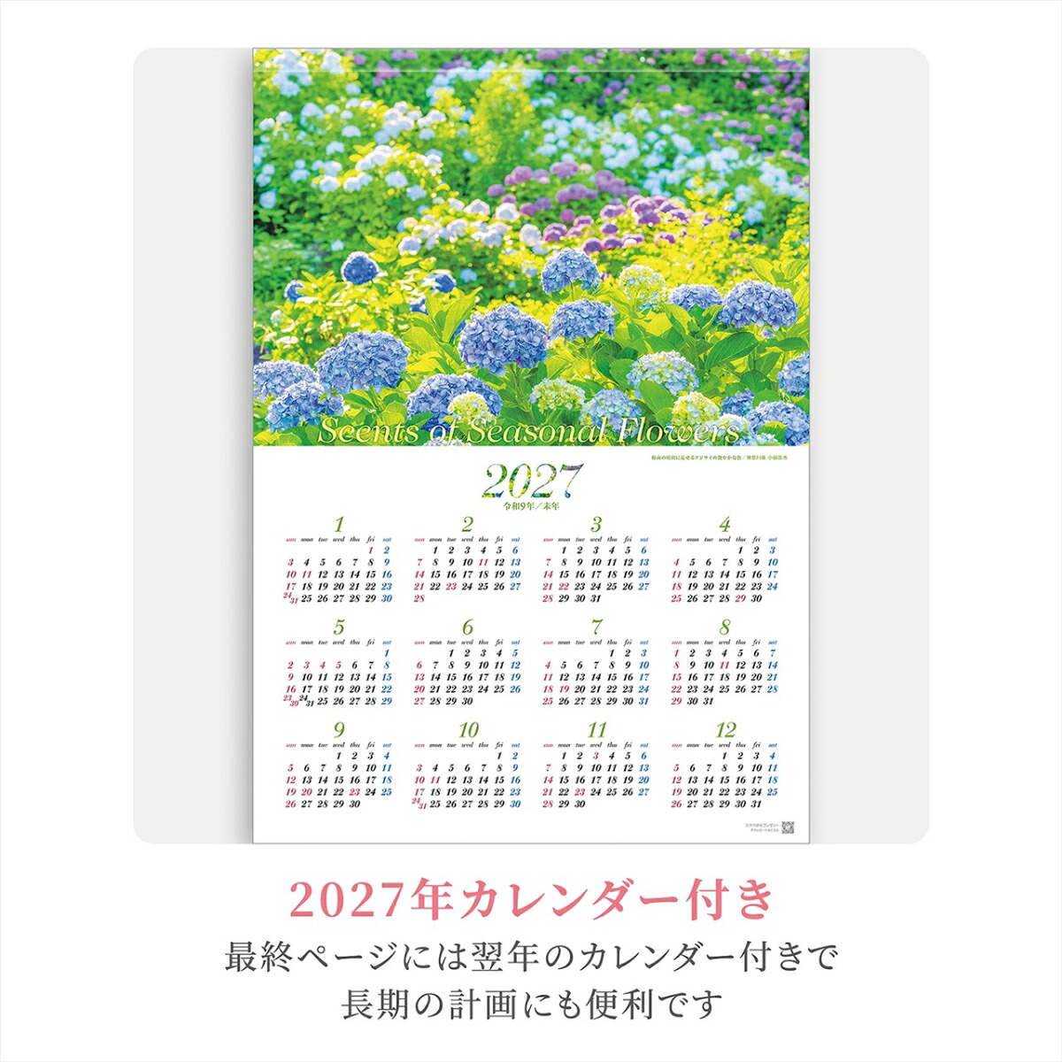 『日本一美しい花風景を散歩する』2026カレンダー壁掛け風景【透明ホルダー付300×420】（写真工房カレンダー）