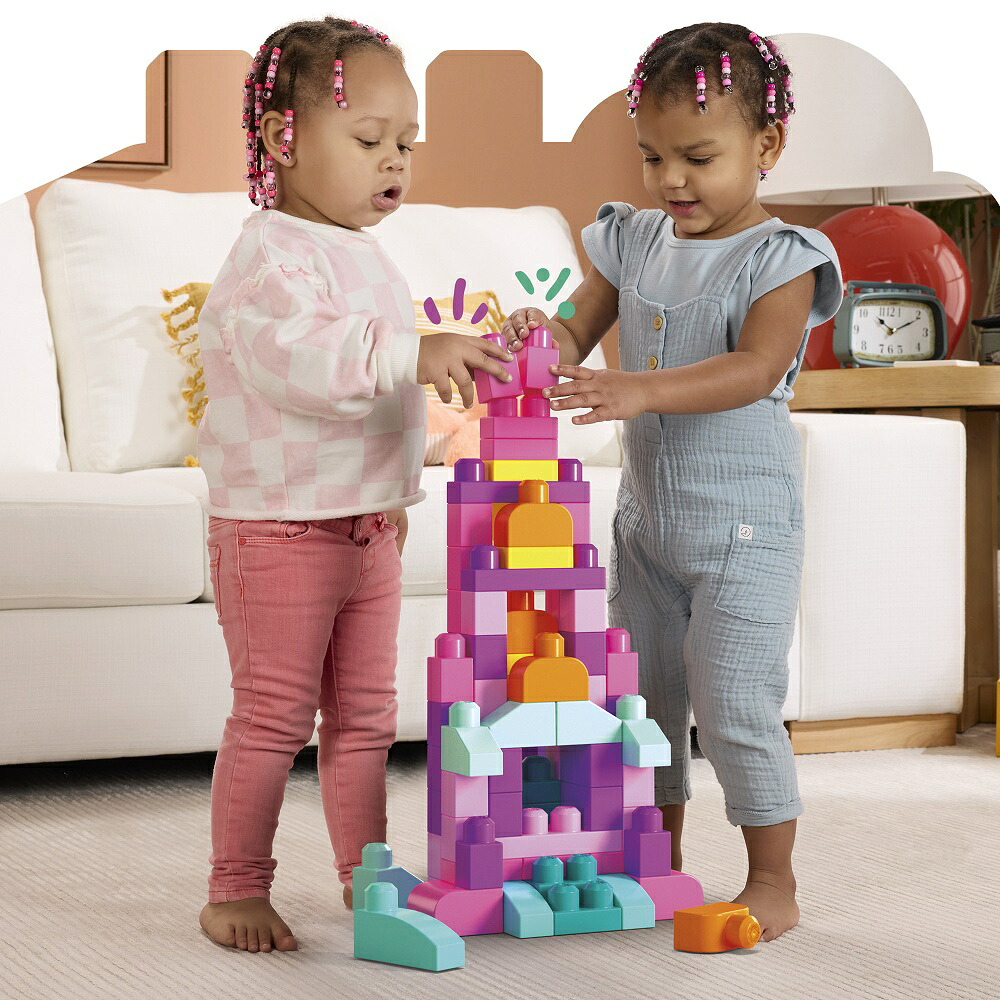 メガ(MEGA)1才からのメガブロックたっぷり80個ブロックパックピンクブロック知育・学習玩具ピース数：801歳からパステルDCH62