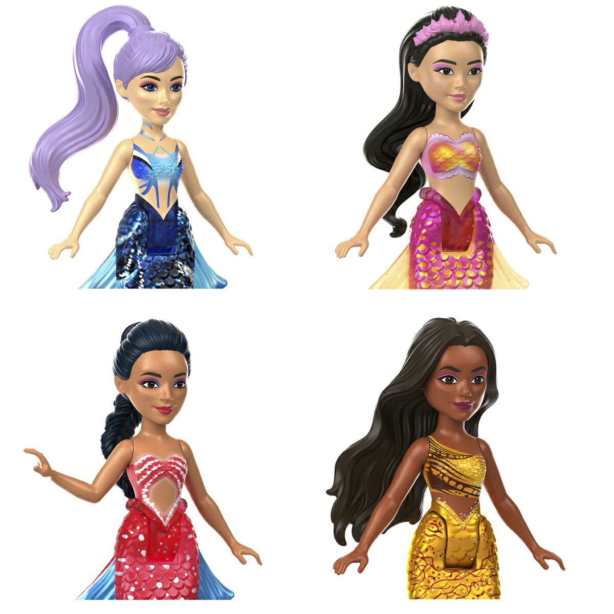 ディズニー（Disney）/実写映画『リトル・マーメイド』7しまいパックミニドール【着せ替え人形】【人形・ドール】【尾びれがキラキラ動かせる】【3才~】HLX17