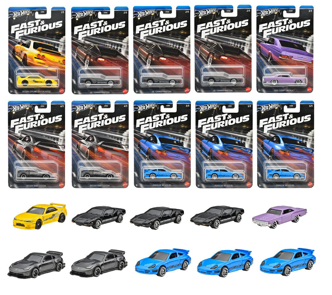 ホットウィール(Hot Wheels)　ワイルド・スピード テーマ アソート - レーシング 乗り物おもちゃ ミニカー 10台入り BOX販売 3歳から マルチ 986G-HNR88