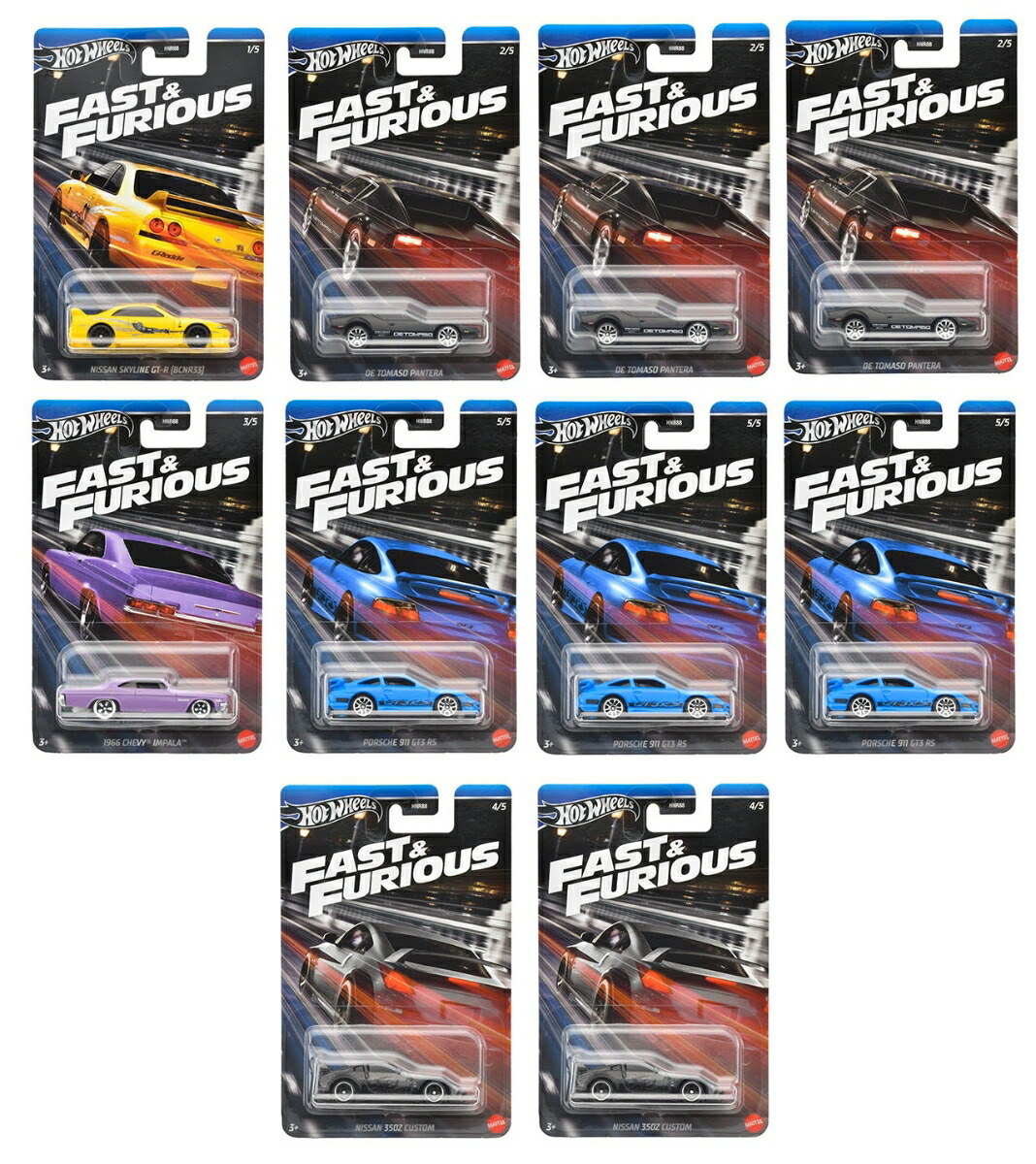 �ۥåȥ�������(HotWheels)�磻��ɡ����ԡ��ɥơ��ޥ�������-�졼���󥰾��ʪ�������ߥ˥���10������BOX����3�Ф���ޥ��986G-HNR88