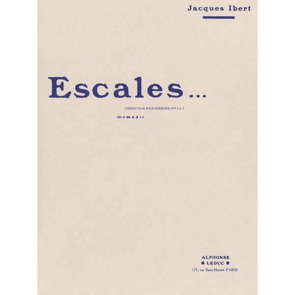 【輸入楽譜】イベール, Jacques: 寄港地 - 3つの交響的絵画より 第2曲「チュニスーネクタ」、第3曲「バレンシア」/デュポン編曲