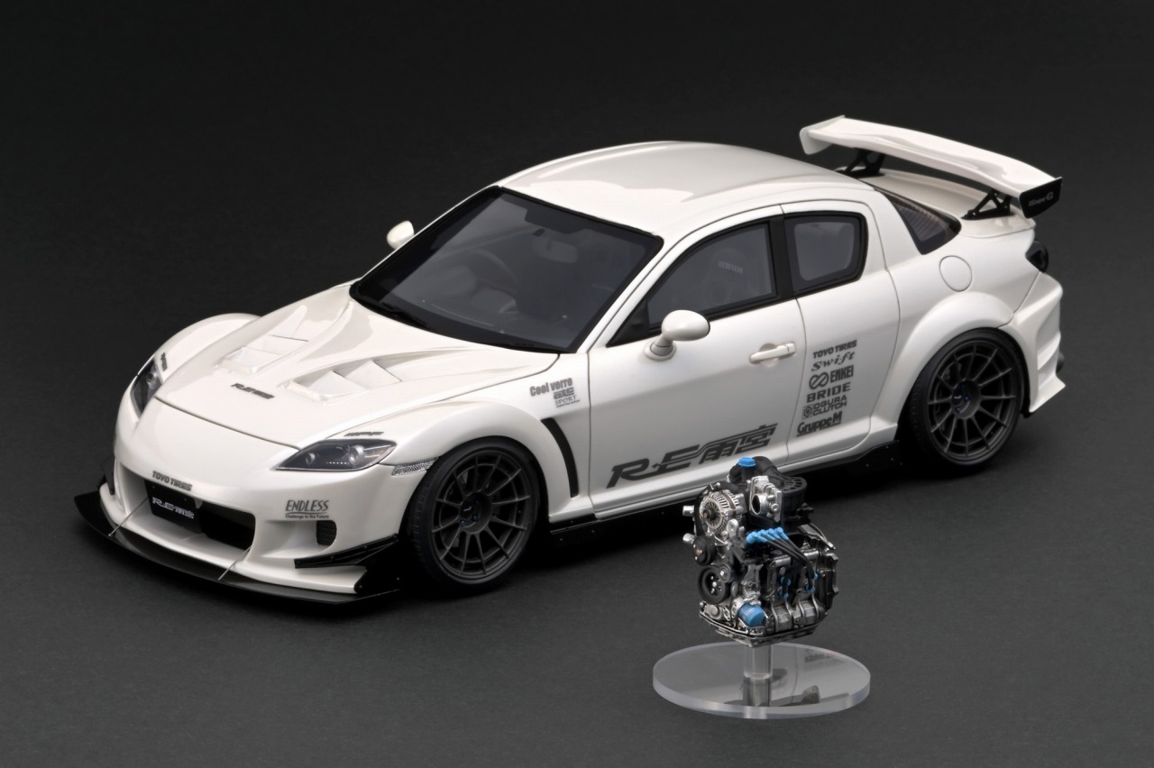 ignitionmodel1/18MazdaRX-8(SE3P)REAmemiyaPearlWhiteWithEngineIG3174(ߥ˥)