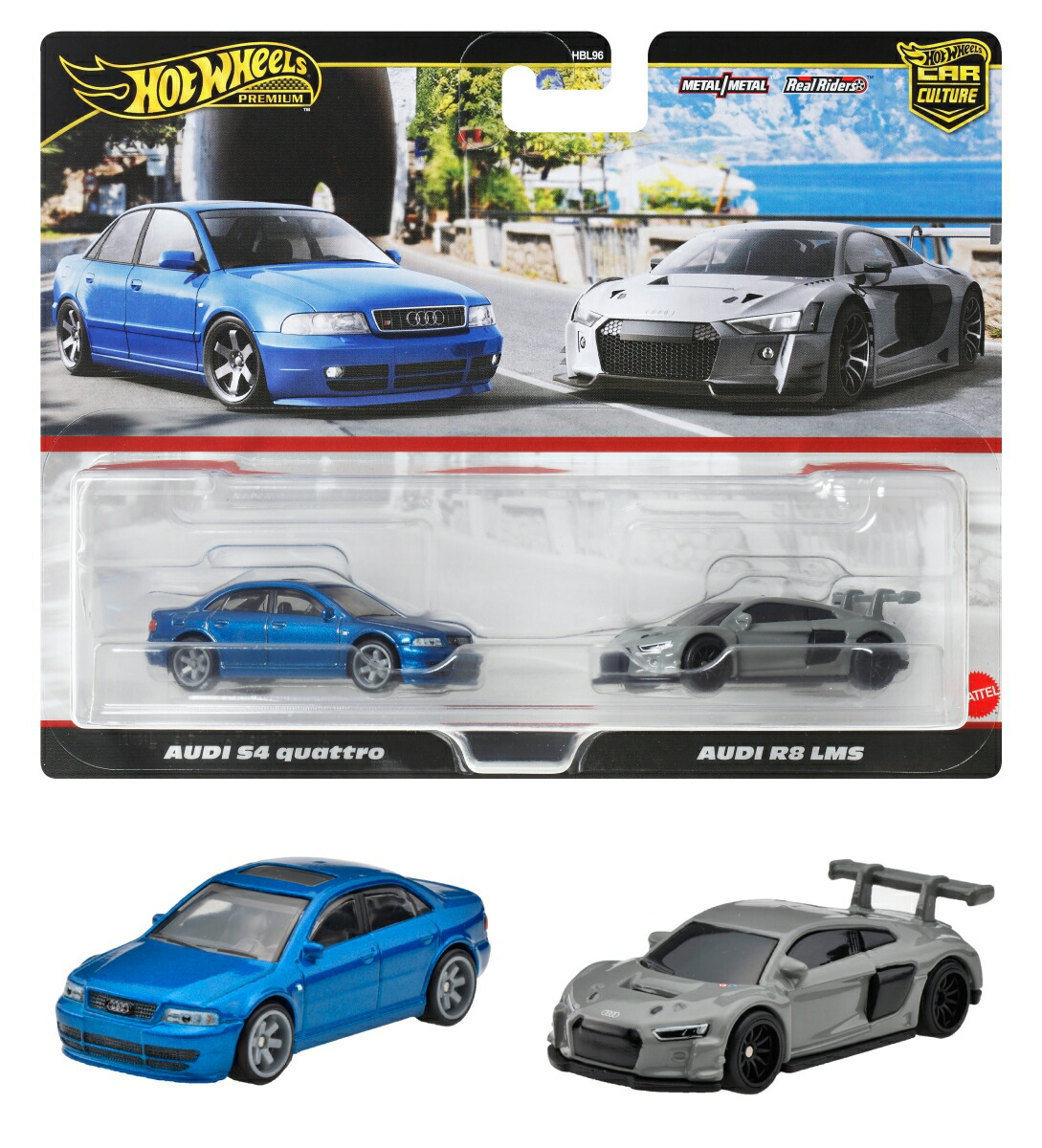 ホットウィール(Hot Wheels) 　プレミアム 2パック アウディ S4 クワトロ/ アウディ R8 LMS 乗り物おもちゃ ミニカー 3歳から マルチ JDY82