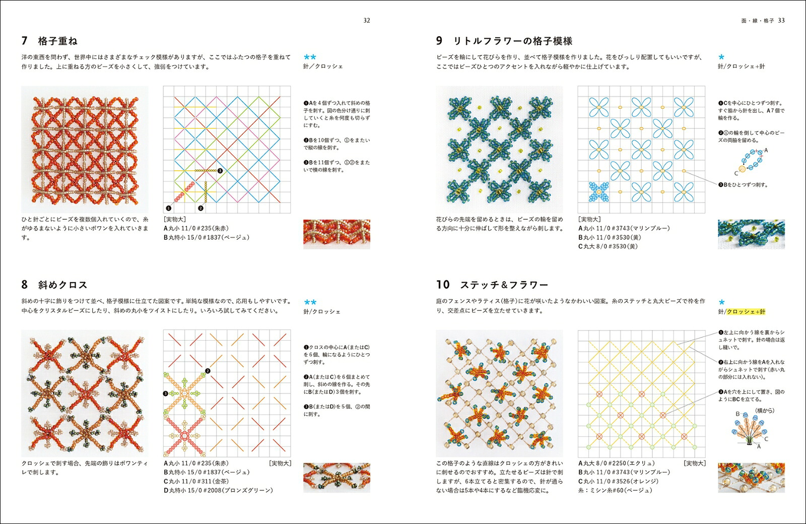 オートクチュールのビーズ刺繍クロッシェ・ド・リュネビルとニードルによるパターン＆モチーフ集[杉浦今日子]