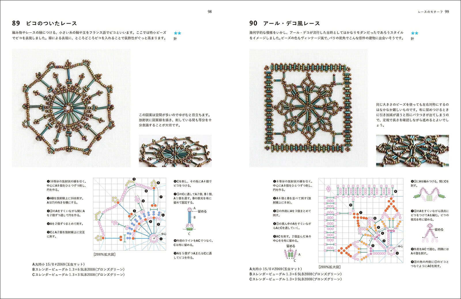オートクチュールのビーズ刺繍クロッシェ・ド・リュネビルとニードルによるパターン＆モチーフ集[杉浦今日子]