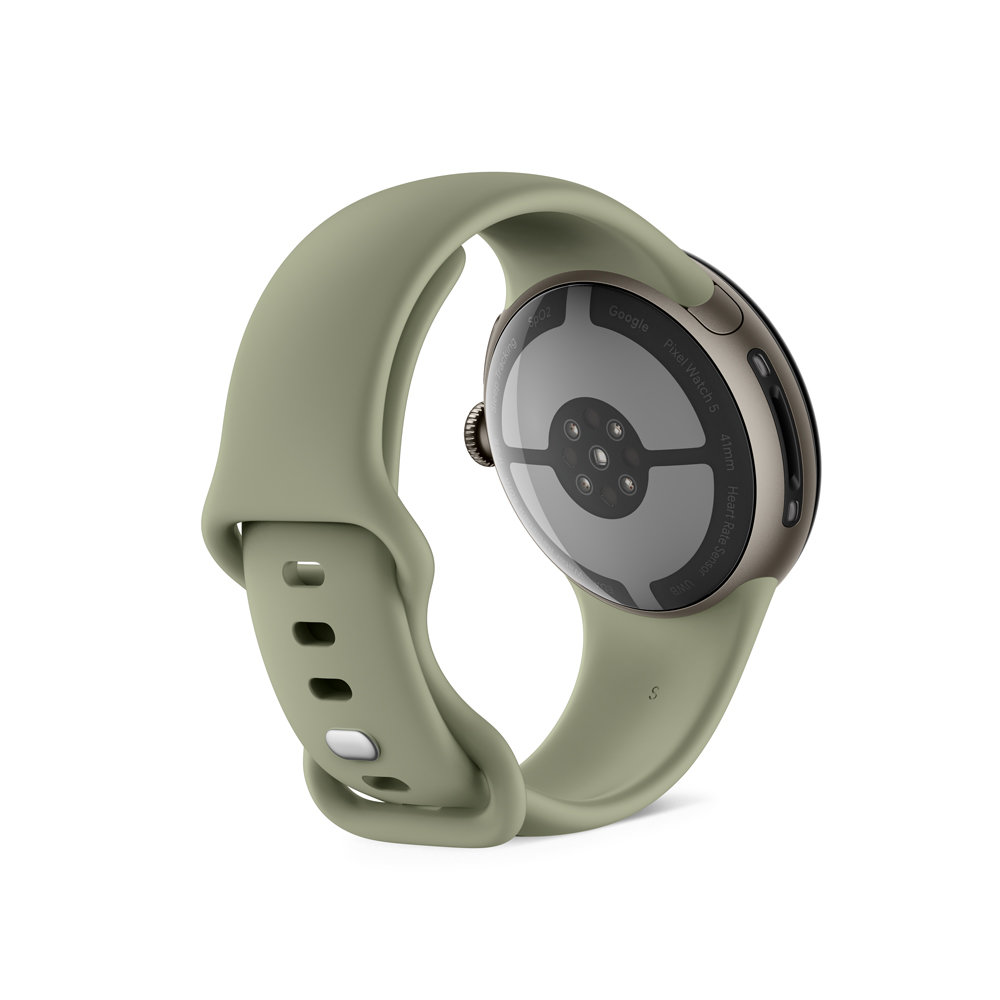 GooglePixelWatch5（41mm）SatinPyriteアルミケース/Oliveアクティブバンド（第2世代）Wi-Fi