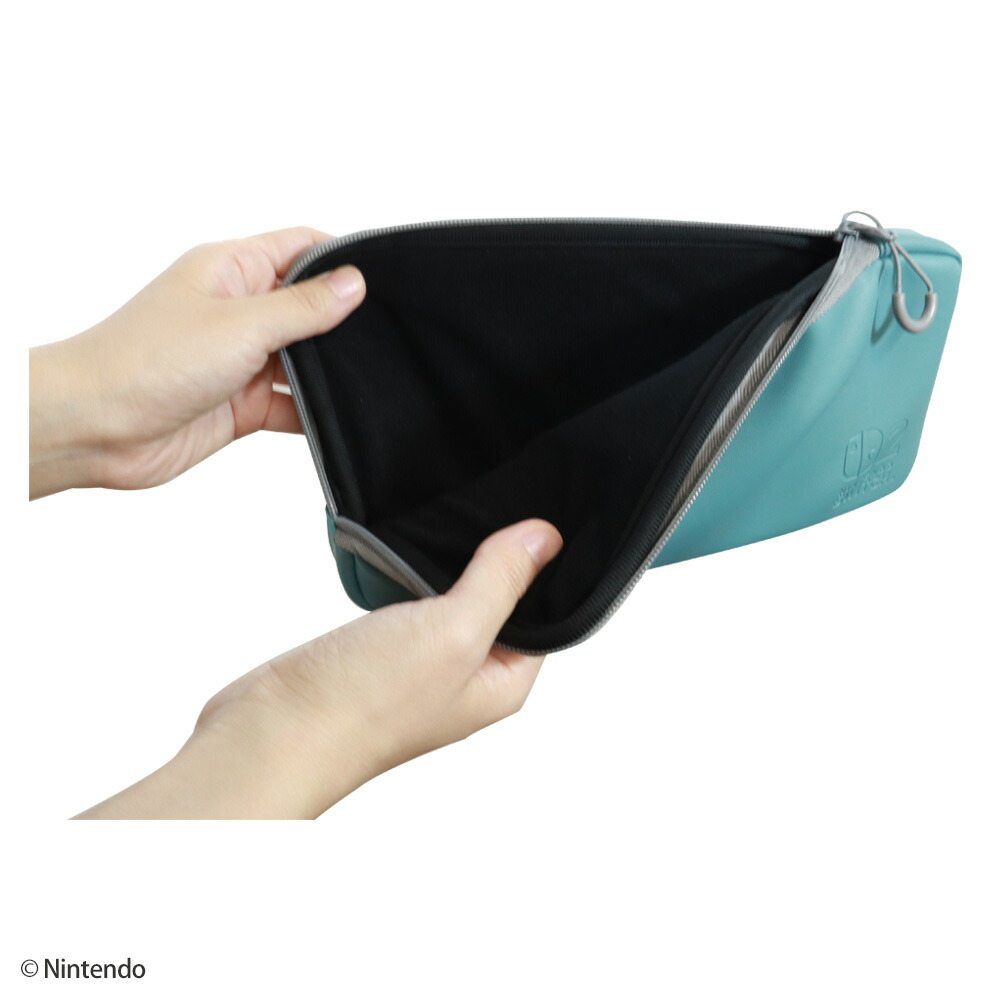 NintendoSwitch2専用スマートポーチPUデニムブルー×グレー