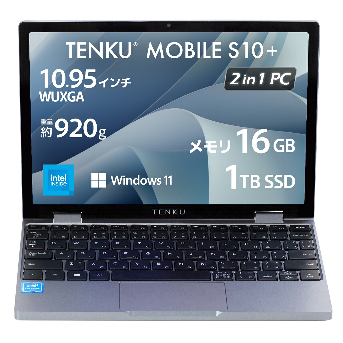 TENKUMOBILES10Plus2in1モバイルノートUMPC10.51インチ920gUSBTYPE-C映像出力日本語キーボードWindows11Home(intelN150/メモリ16GB/SSD1TB)