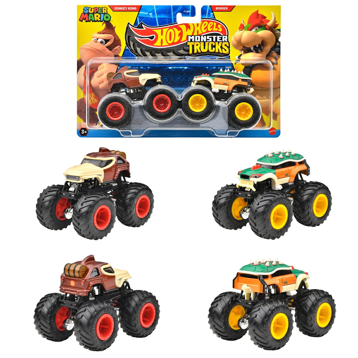 ホットウィール(HotWheels)モンスタートラック1:642パックアソート乗り物おもちゃミニカー2台組×8セット入りBOX販売3歳からマルチ986R-FYJ64