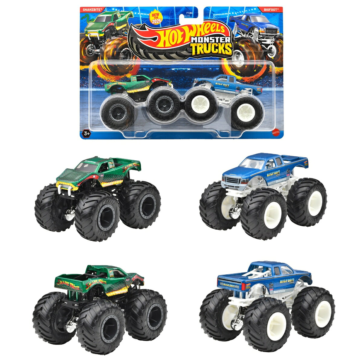 ホットウィール(HotWheels)モンスタートラック1:642パックアソート乗り物おもちゃミニカー2台組×8セット入りBOX販売3歳からマルチ986R-FYJ64