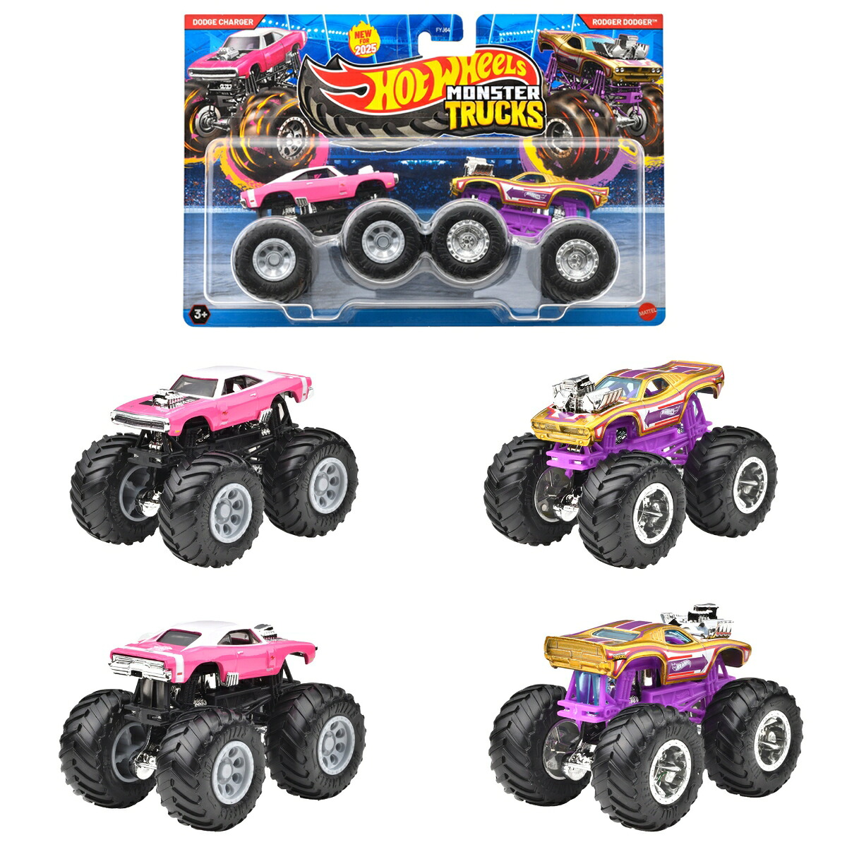 ホットウィール(HotWheels)モンスタートラック1:642パックアソート乗り物おもちゃミニカー2台組×8セット入りBOX販売3歳からマルチ986R-FYJ64