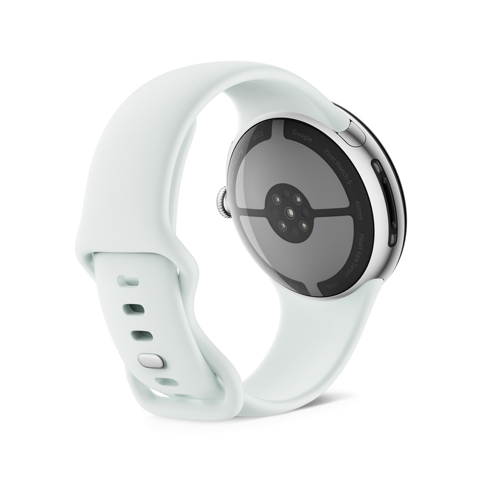 GooglePixelWatch5（45mm）PolishedSilverアルミケース/Fogアクティブバンド（第2世代）Wi-Fi