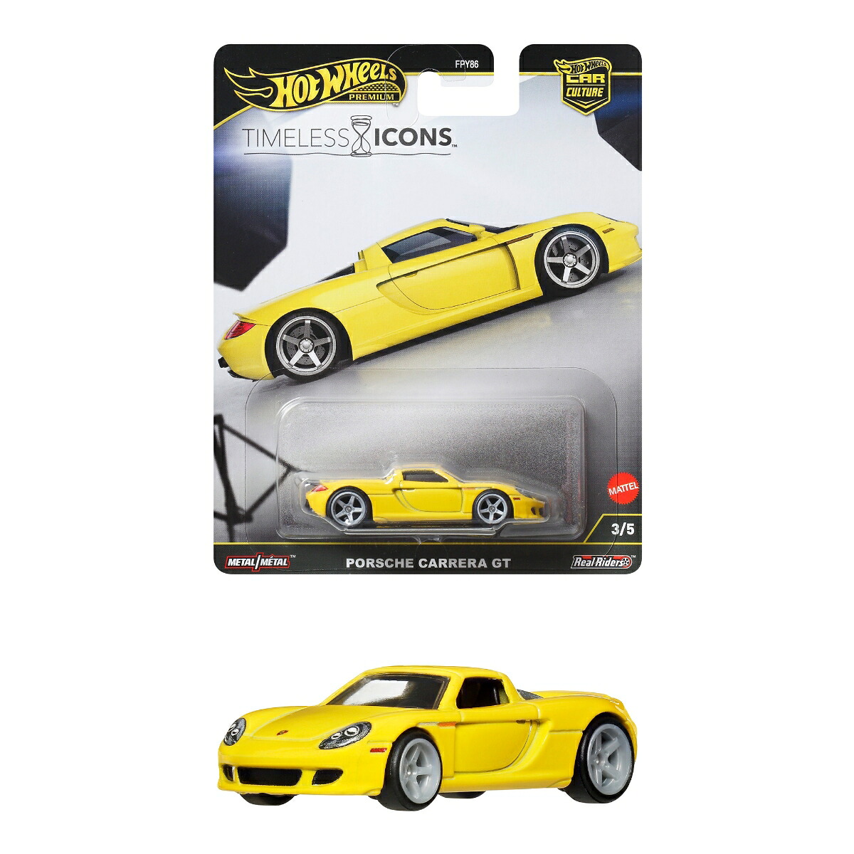 ホットウィール(HotWheels)カーカルチャータイムレスアイコンズポルシェカレラGT乗り物おもちゃミニカー3歳からイエローJBK91