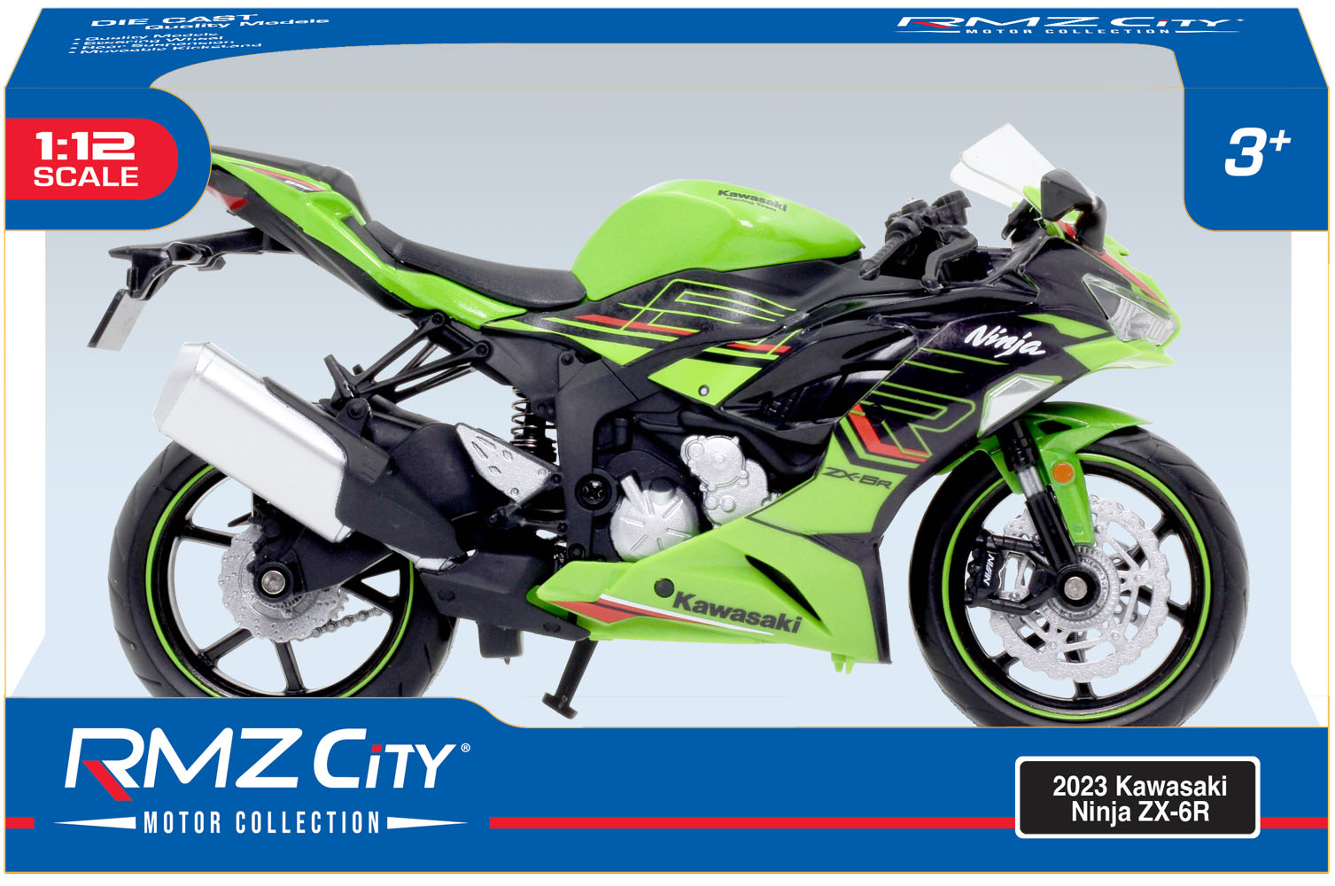 1 12 ダイキャストモーターサイクル 2023 Kawasaki Ninja ZX-6R 緑 