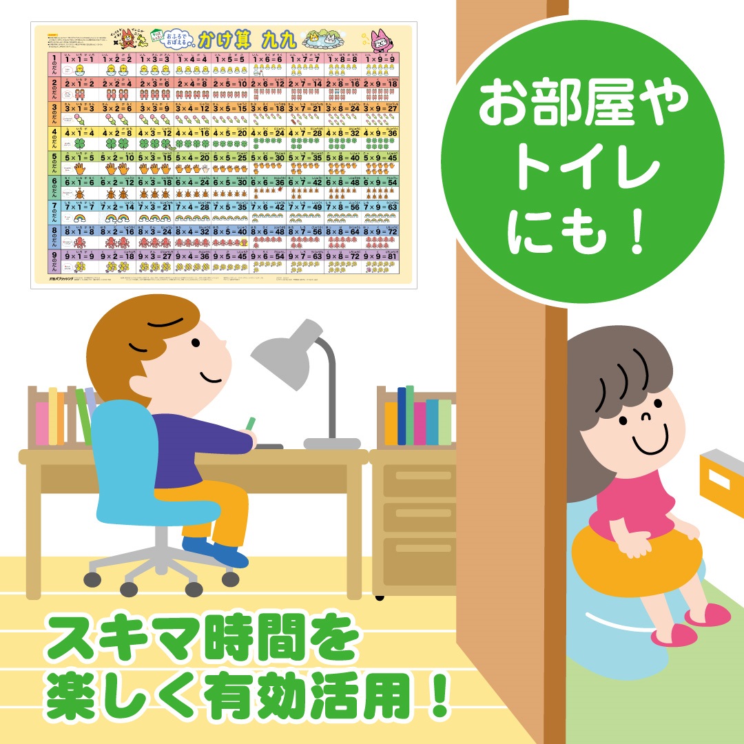 おふろでおぼえるかけ算九九（キッズレッスン学習ポスター）