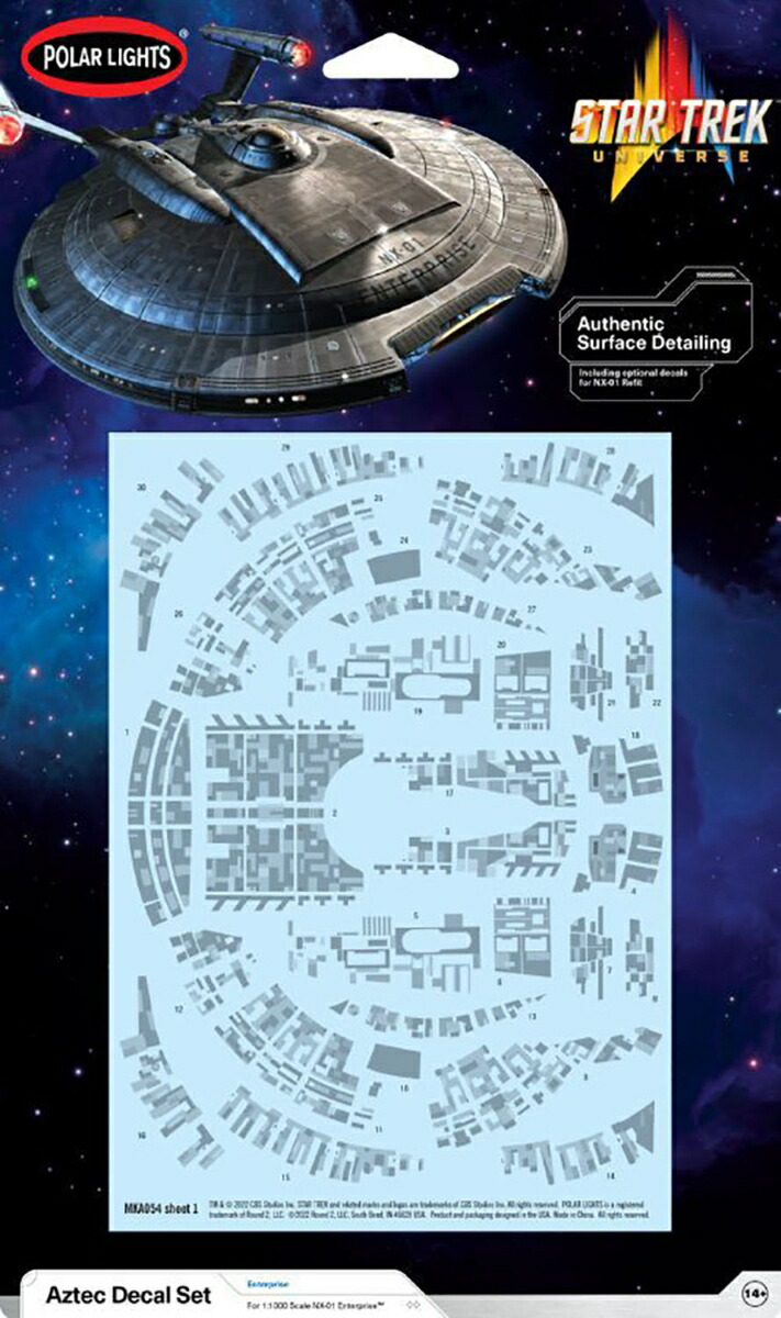 1/1000 『スター・トレック:エンタープライズ』 NX-01 エンタープライズ用 アズテックデカールセット 【MKA054】 (プラモデル用デカール)画像