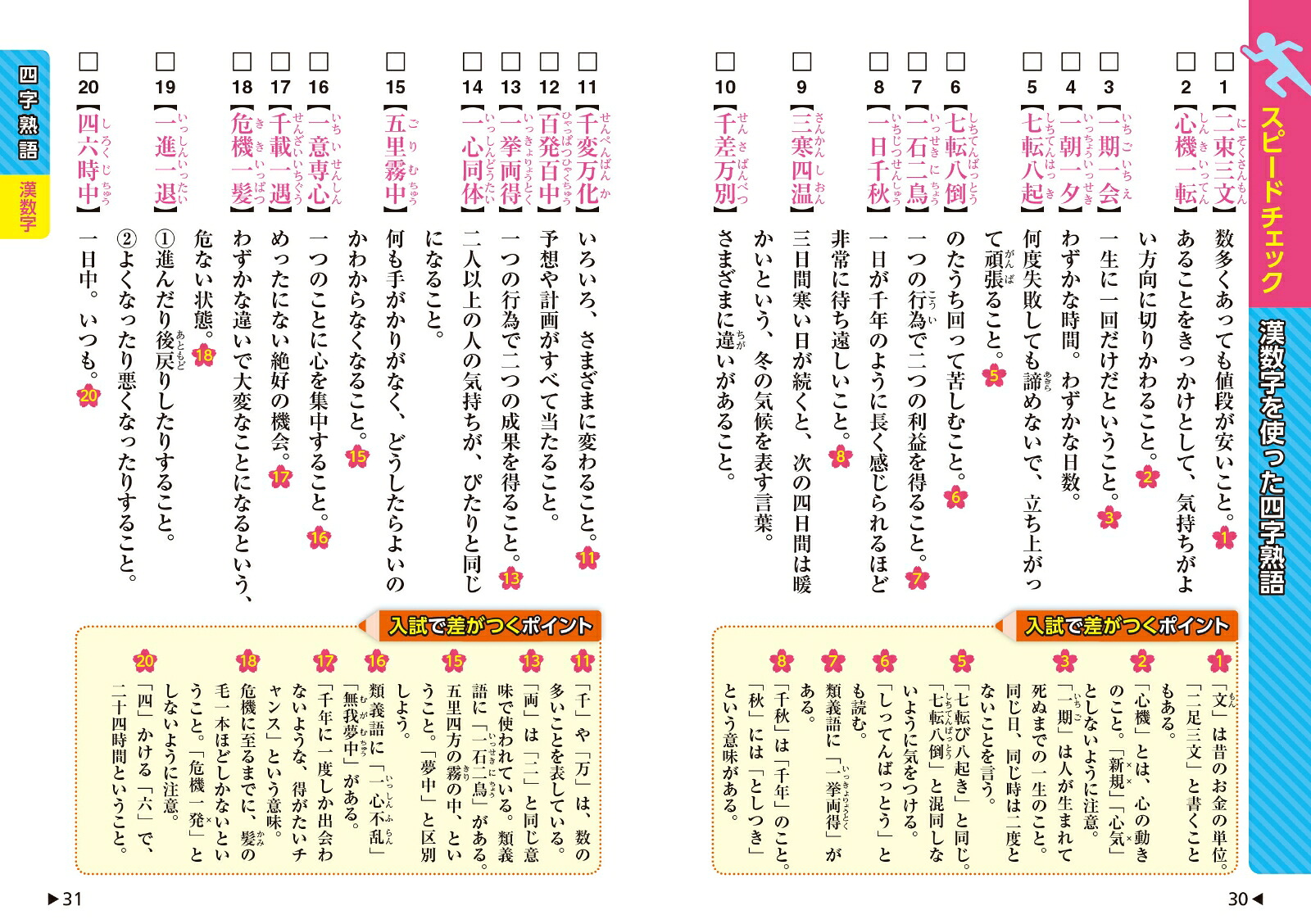 中学入試でる順ポケでる国語四字熟語、反対語・類義語[旺文社]
