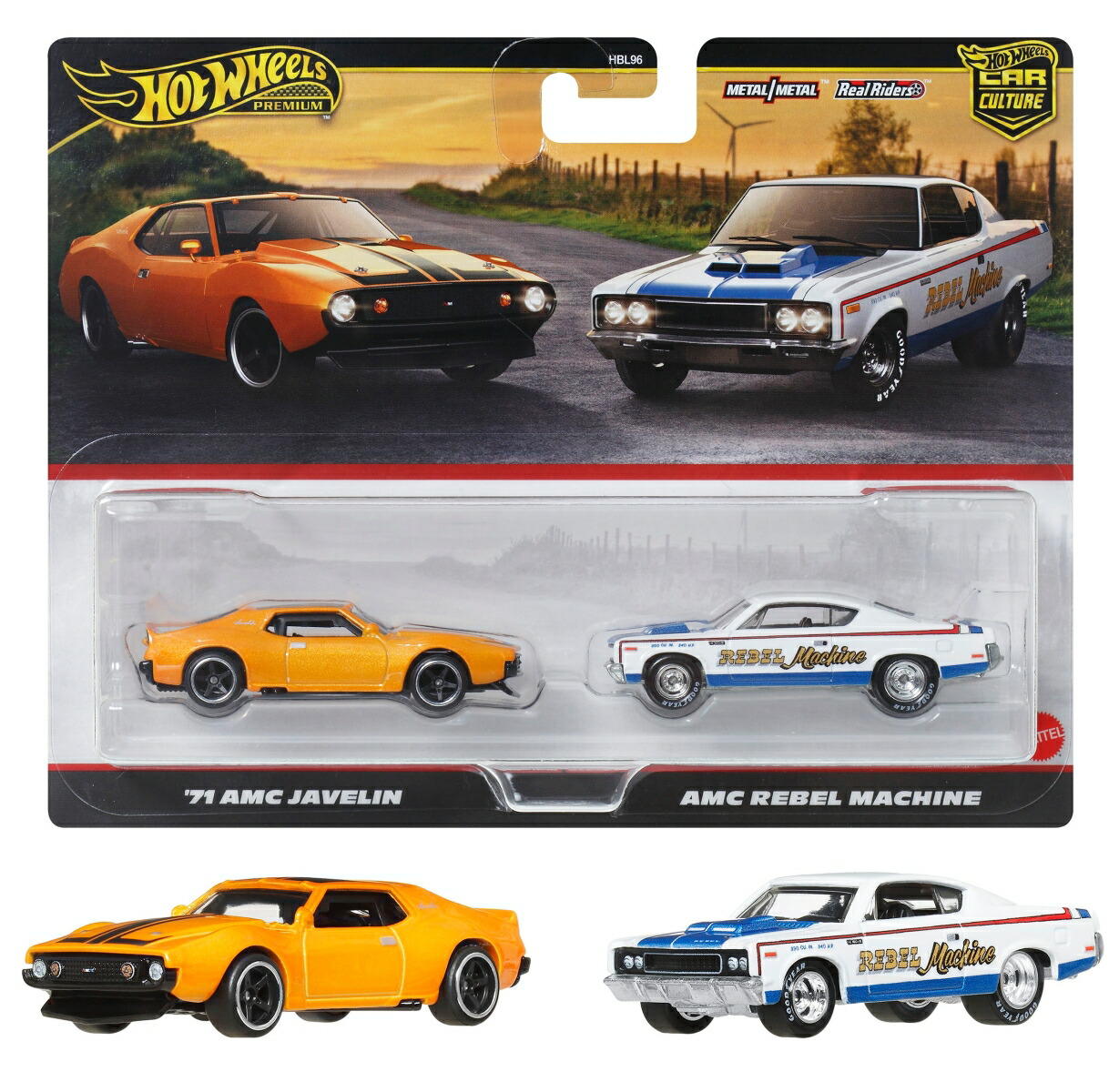 �ۥåȥ�������(HotWheels)�ץ�ߥ���2�ѥå�-'71AMC����������/AMC��٥�ޥ�������ʪ�������ߥ˥���3�Ф���ޥ��JBL06