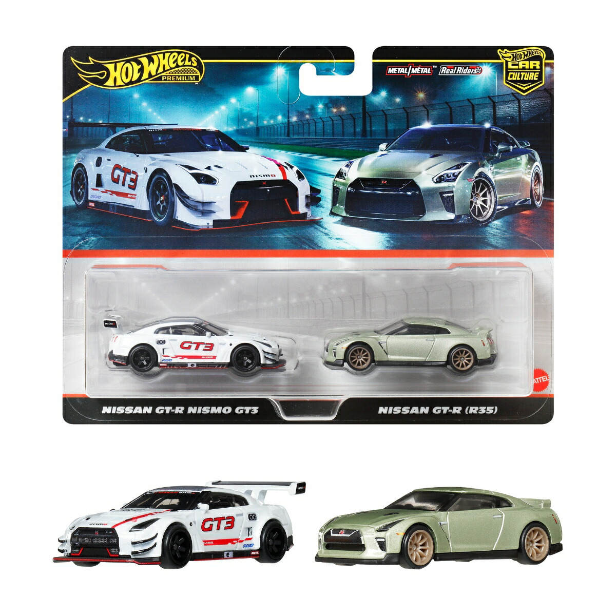ホットウィール(HotWheels)プレミアム2パック日産GT-RニスモGT3/日産GT-R(R35)乗り物おもちゃミニカー3歳からマルチJBL05